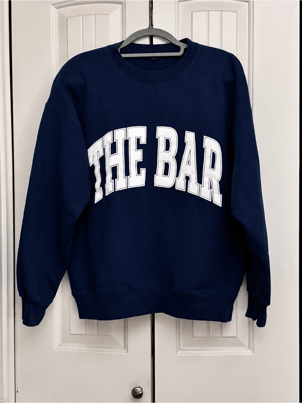 The Bar Navy Crewneck Sweatshirt with White Logo
